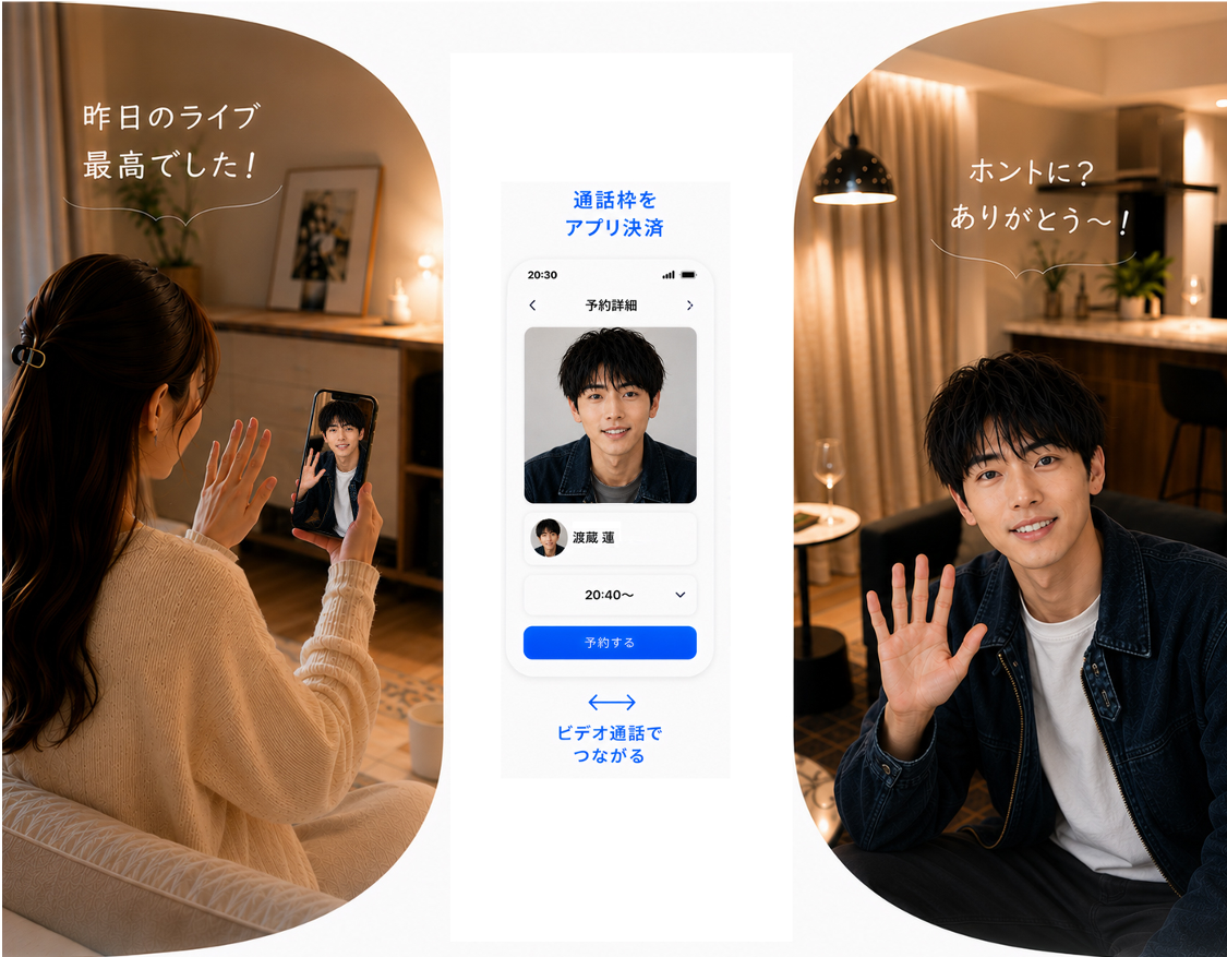 TODOKでファンと配信者が1on1ビデオ通話をしている様子